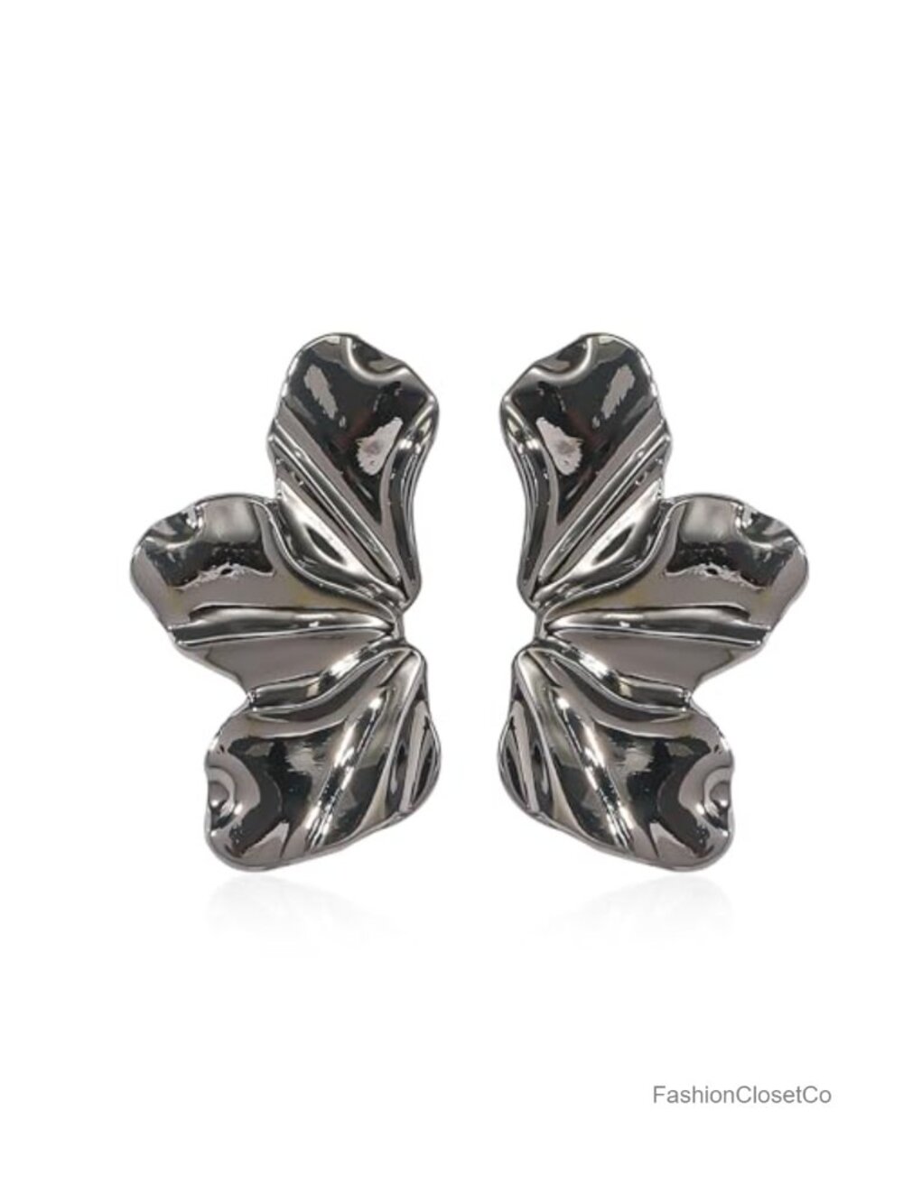 Gold Metal Flower Leaf Dangle Stud Earrings Geometric Petal Statement Jewelry